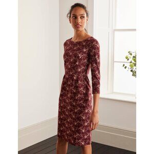 NEW Boden Penny Jersey Midi Dress Wild Horses Burgundy Western Cowgirl Bohemian